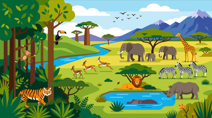 Wildlife animals in natural habitat. © myle
