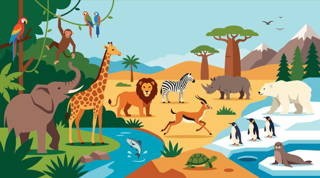 Wildlife Animals in Natural Habitat.