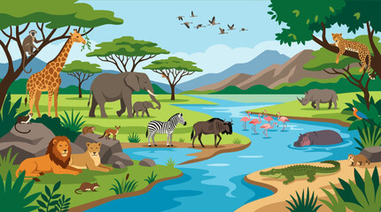 Wildlife animals in natural habitat. © myle