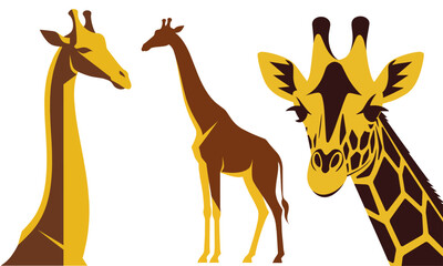 Obraz premium A giraffe in cubist style on a transparent background, vector illustration, set