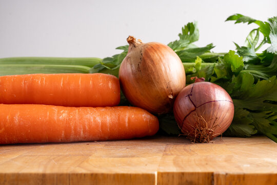 fresh vegetables on a wooden table