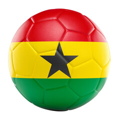 Naklejka premium Ghana national flag football ball 3d