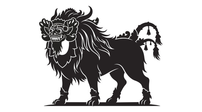 Black Lion with Open Mouth Roaring.