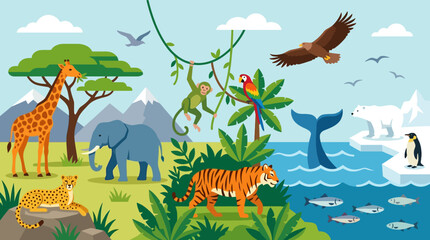 Wildlife animals in their habitats. © just