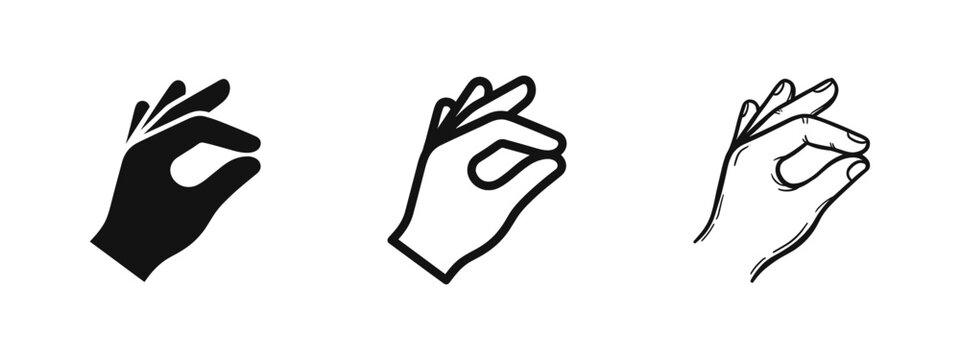 Pinching Hand Gesture Icons Representing Precision Small Size and Detail