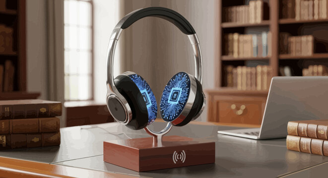 Black and blue gaming headphones.