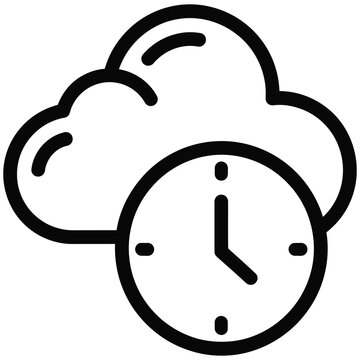 Cloud computing time management icon black outline