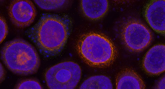 Detailed cellular structure observed under high power microscope lens.