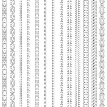 Advanced Knitted Cable Vector Brush Set for Adobe Illustrator &ndash; Traditional Aran, Plait, Staghorn and Medallion Cable Patterns
