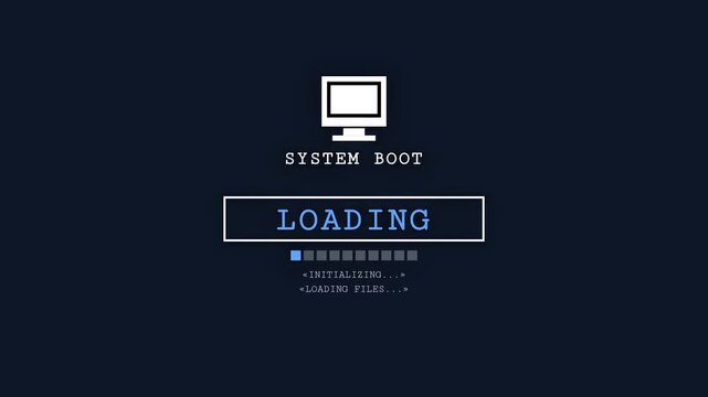 System Boot Loading Verifying Ready Computer Screen Animation Digital Process