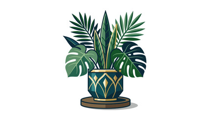 Tropical plant in decorative pot. © ciko