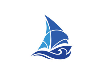 Sailing Boat Logo Vector Sailboat Nautical Ocean Brand Blue Design © creativediastudio