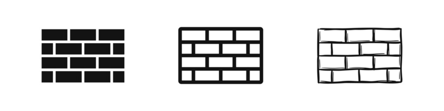 Brick wall icon representing construction, architecture and security