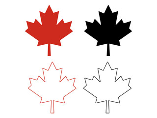 Naklejka premium Canadian maple leaf vector icon set isolated