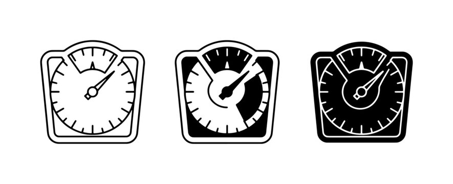 Weight Scale Icons, Bathroom Scale Vector Graphics, Health Measurement Symbols