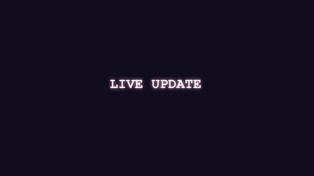Modern live update streaming digital text with cybernetic matrix distortion overlay on deep black monitors instant bulletin feed ongoing broadcast media coverage production element loops video footage