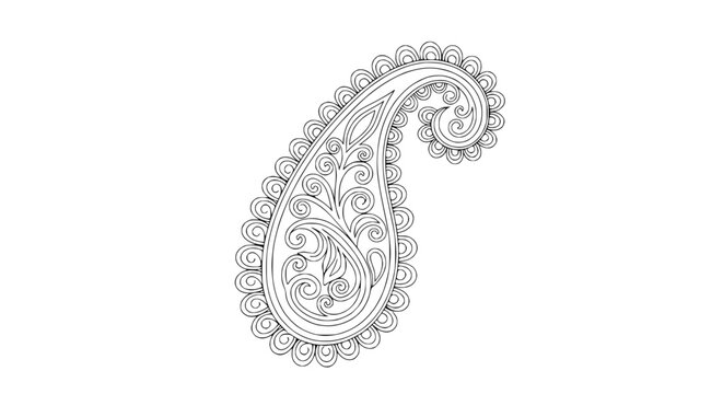 Elegant Paisley Pattern Outline - Decorative Floral Motif