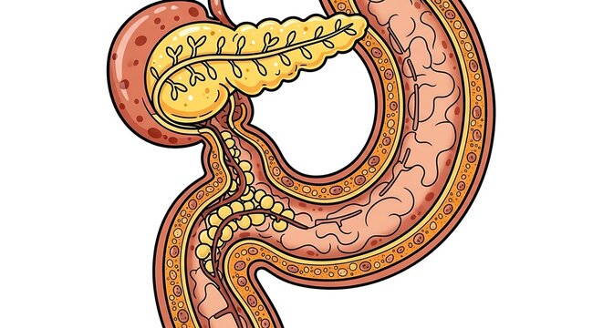 Human Large Intestine Anatomy Illustration.
