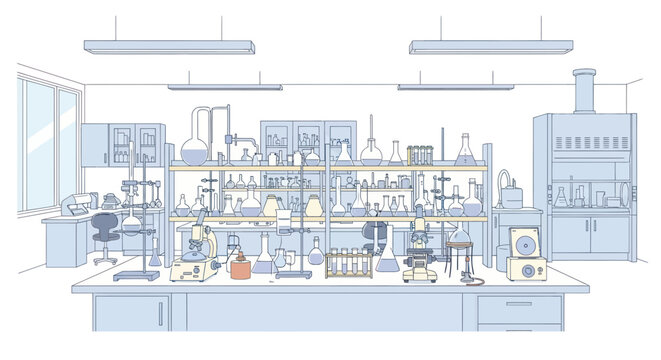 Laboratory equipment on a countertop.