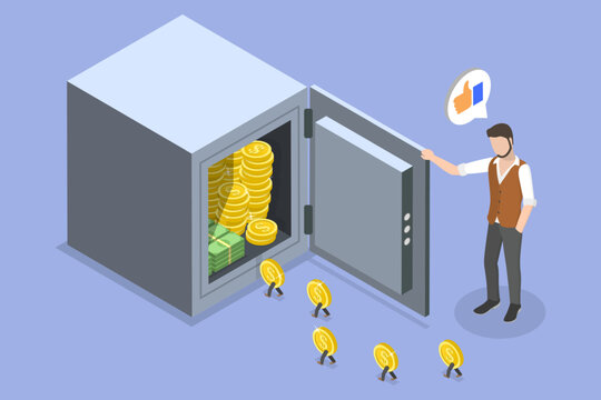 3D Isometric Flat Vector Illustration of Easy Income, Financial Freedom Through Passive Income, Easy Earnings From Investments And Dividends