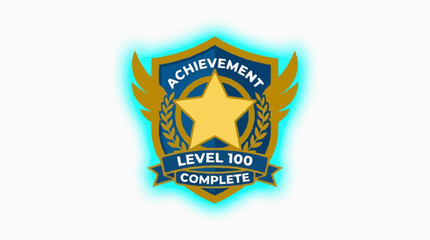 Fototapeta premium Achievement award emblem for concept of Level completed.