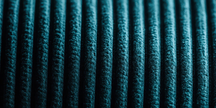 Deep Teal Corduroy Fabric Close-Up: Soft, Textured Ridges for Cozy Designs and Backgrounds