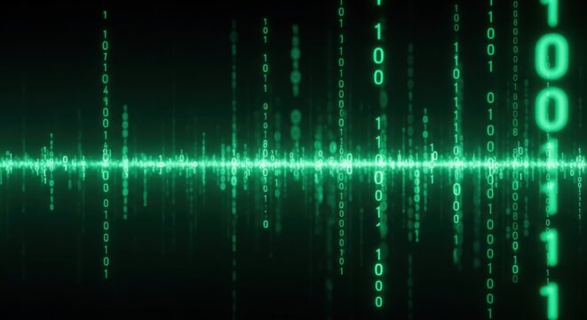 Green binary code data visualization