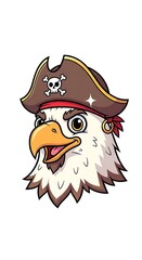 Naklejka premium Cartoon pirate eagle head illustration.