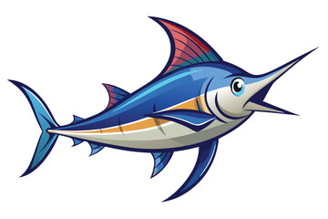 Naklejka premium swordfish silhouette line art vector on white background