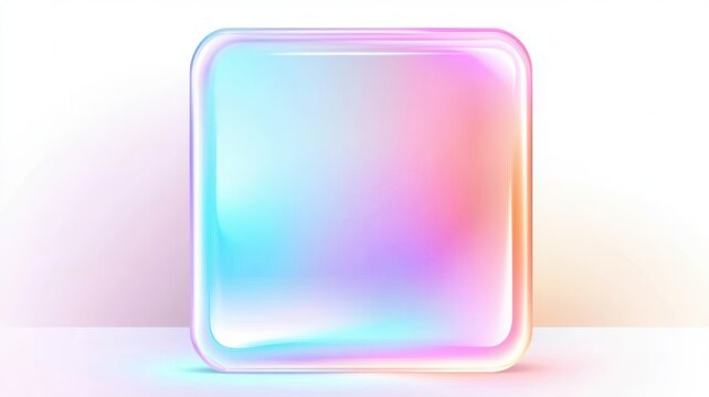 Transparent glass ui element displaying a vibrant soft pastel holographic gradient on a light background