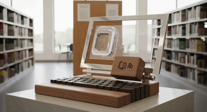 Vintage typewriter on display table indoors.
