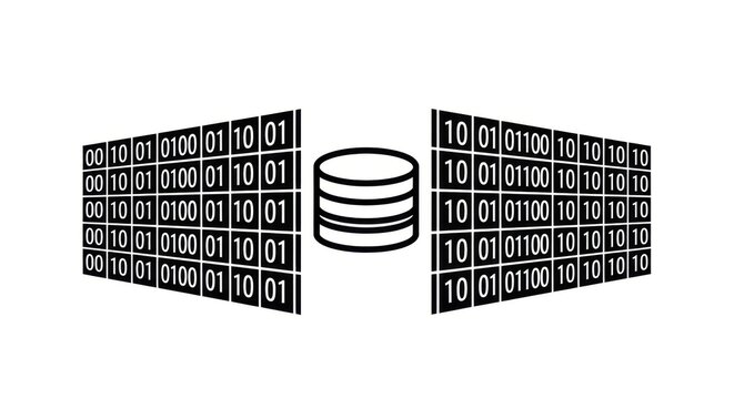 Binary code, database storage, data transfer, digital information