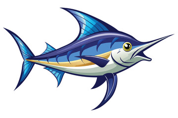 Naklejka premium swordfish silhouette line art vector on white background
