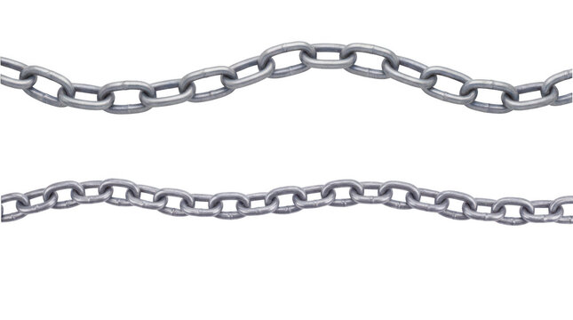 Two metal chains isolated on transparent background
