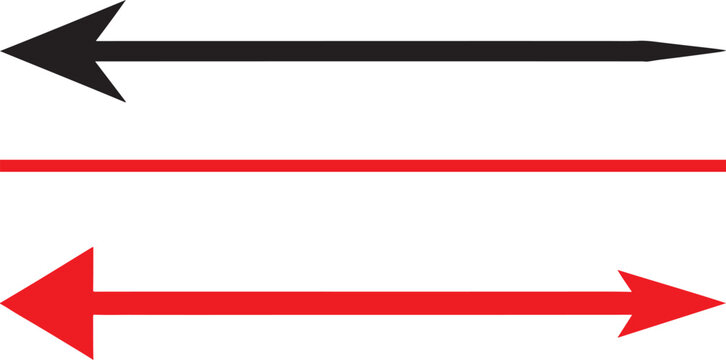 Black and red arrow vector set with single and double direction pointers for navigation and interface design