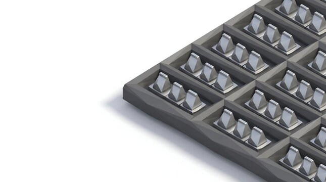 3D isometric low poly phased array antenna grid section
