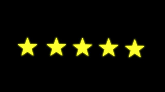 Sparkling stars Shine animation, 4k golden star sparkle vector doodles, Special with rating five star icon animation, effective in feedback, white cartoon, flat, vector, black screen background