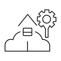 Fototapeta premium Modern smart home system configuration and digital cloud management services icon representing innovative house automation technology and residential network settings maintenance on a clean background