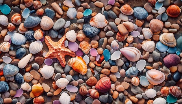 Closeup Texture Of Multicolored Beach Pebbles Gravel And Shell Fragments Ideal For Natural Backgrounds Coastal Themes Geology And Seaside Design