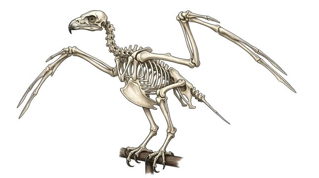 Anatomical Skeleton of a Predatory Bird Scientific Illustration