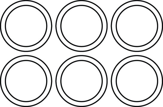 Minimalist black and white circle frames, a versatile vector graphic element set. Clean geometric ring shapes, perfect for modern design projects, logos, and icons.