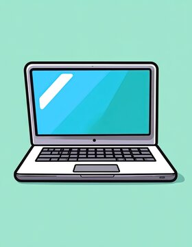 Colorful illustration of laptop computer.