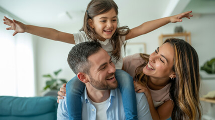 Fototapeta premium Joyful family moment in a cozy living room