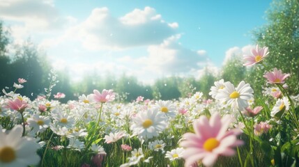 Obraz premium beautiful daisies in a field on a sunny day