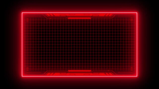 Technology HUD Loop Animation. Frame border HUD element. HUD viewfinder. Futuristic viewfinder of the future. HUD graphics around the edges for use in movies, HUD frame neon animation,