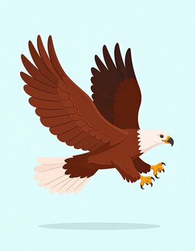 American Bald Eagle in Flight Illustration.