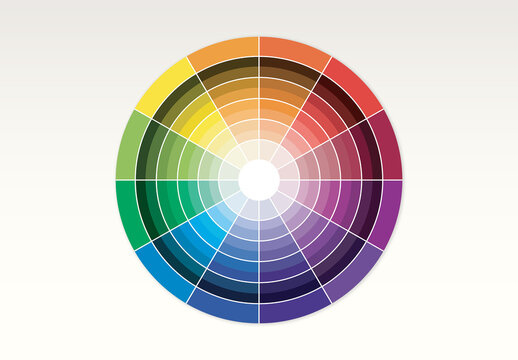 Color Wheel Vector For Color Theory, Palette Guide, Hue Chart, Design Infographic Template
