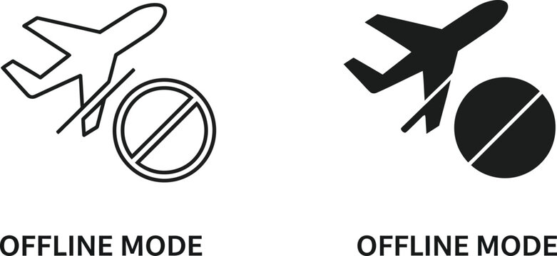 Offline mode icons airplane mode with signal blocked black and white versions
