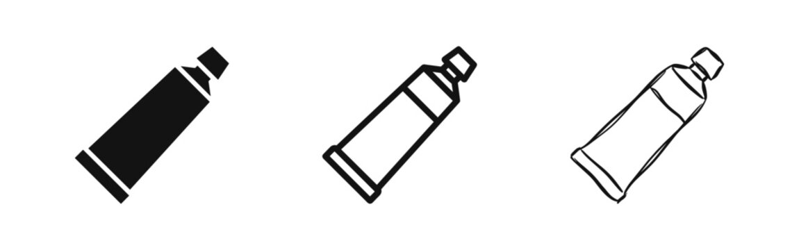 Plastic tube for cream, paint or toothpaste - Skincare and art supplies icon set