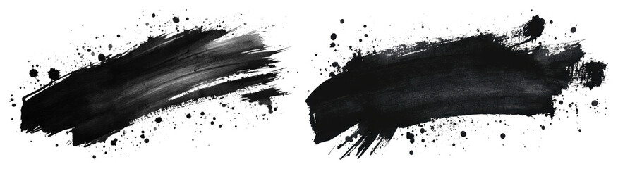 Obraz na płótnie Canvas PNG Abstract black paint brush strokes on transparent background